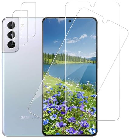 Carantee 2 Stück Schutzfolie für Panzerglas für Samsung Galaxy S22 5G & 2 Stück Kameraschutzfolie, Hohe Empfindlichkeit Galaxy S22 Folie, 9H Härte Ultrabeständig 2.5D Displayschutzfolie für S22 5G