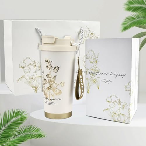 YBCCBY Tasse a Cafe Thermos Isotherme 530ML Thermo Coffee Mug-to-go Tasse Thermique à Emporter Thermos Café de Voyage Tasse Isotherme sans BPA en Céramique et Acier Inox pour pour les Boissons