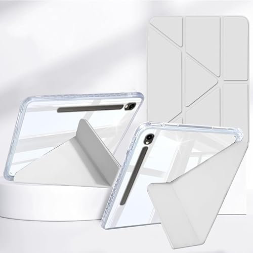 Rosbtib Funda para Samsung Galaxy Tab S10 Lite 2025/ S10 FE 2025/ S9 FE 10.9, Galaxy Tab S9 11, Soporte Plegable abatible Multi-View, Panel Trasero Transparente con Soporte para bolígrafo, Gris