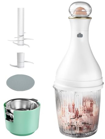 Juroupi Juroupi Multifunctional Meat Grinder Vegetable Chopper with 550ml/18.6oz Container 6 Blades 2 Blades Dual Head Built-in 2000mAh Rechargeable Electric Mini Food Processor with