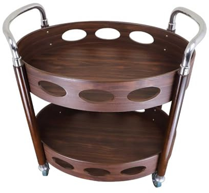 FAJNUZI2024 Isla de Cocina rodante Barra de Madera Retro con Ruedas y Carrito Servicio, Isla Cocina 2 Niveles Metal