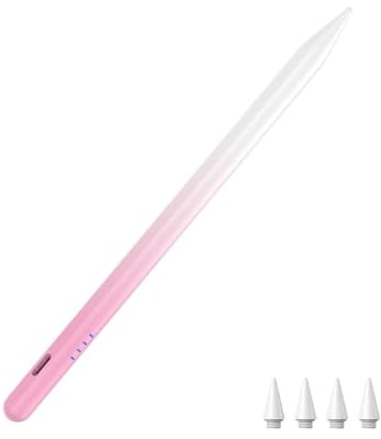 CMARS Penna stilo per iPad (2018-2025) maggiore sensibilità con ricarica rapida Palm Rejection e sensibilità di inclinazione per iPad 6/7/8/9/10/A16, mini 5/6, Air 3/4/5/M2/M3, Pro M4/6/5/4/3/2/1-rosa