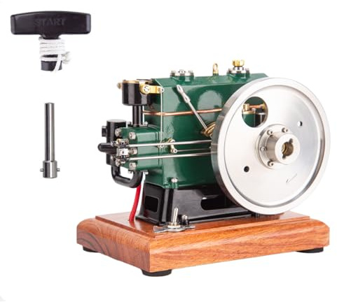 Steam Engine Model Kits That Works, 1/8 Scale 3.6CC Mini Vintage Single Cylinder 4-Stroke Gasoline Engine Model with Wooden Base, Vintage Industrial Demonstrations & Decor
