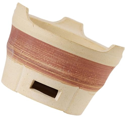 NUOBESTY Estufa de Barro para Barbacoa Pequeña Estufa de Carbón Vegetal Portátil Marrón para Camping y Exteriores Hornillo Multifuncional para Asar y Cocinar al Aire Libre