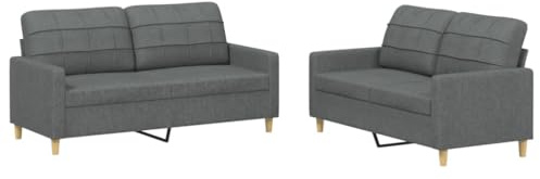 Foknhdi 2-TLG. Sofagarnitur Dunkelgrau 138x77x80 cm & 158x77x80 cm mit Kissen Modernes Gästebett Schlafcouch aus strapazierfähigem Stoff Robustes Gestell für Living Room Bedroom Balkon