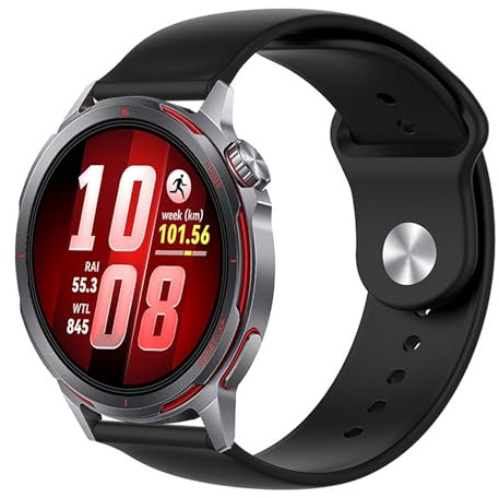 Wigento Silikon Armband für Huawei Watch GT Runner 2, verstellbar, ergonomisch, weich und komfortabel, passgenaues Uhrenarmband (Schwarz)