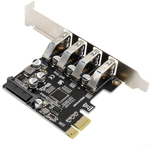 Per scheda controller PCIe USB 3.0 con chipset VL805, adattatore PCI Express a 4 porte scheda di espansione USB interna per PC desktop, per hub connettore di alimentazione SATA, placcato oro