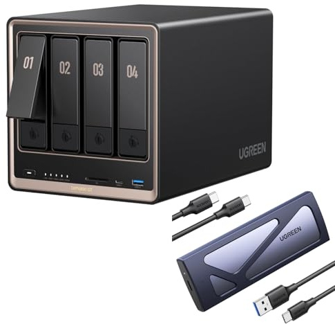 UGREEN NASync DXP4800 GT 4-Bay NAS + M.2 NVMe Enclosure, Dual 10GbE LAN, ECC - Support, SD Card Slot, U.2 & M.2 Slots, 4K HDMI, Surveillance Center, Docker (Diskless)