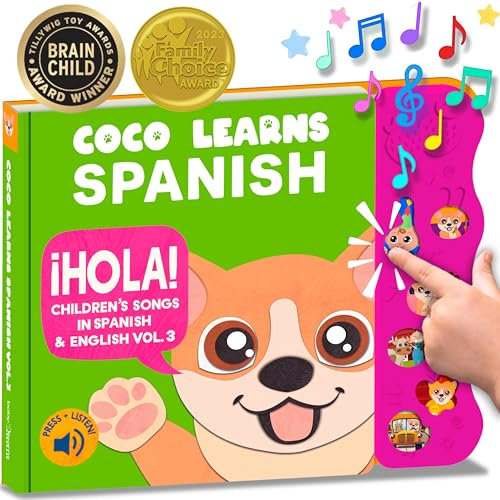 Coco Learns Spanish Vol. 3 | Livre musical espagnol & jouets bilingues pour tout-petits et bébés ; Libros en Español para Niños ; livre pour bébé espagnol et livre pour enfants ; Apprentissage