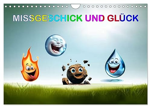 Missgeschick und Glück (Wandkalender 2026 DIN A4 quer), CALVENDO Monatskalender: Vier kleine Elemente auf Erlebnisreise (CALVENDO Spass)