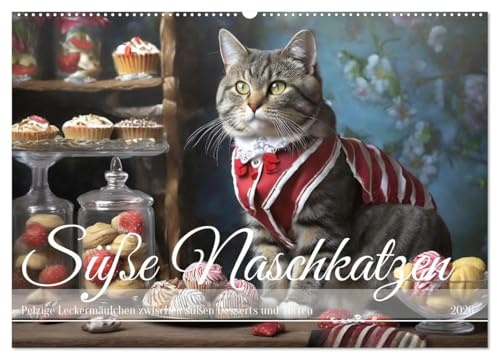Süße Naschkatzen - Pelzige Leckermäulchen zwischen süßen Desserts und Torten (Wandkalender 2026 DIN A2 quer), CALVENDO Monatskalender: Samtpfoten so süß wie Leckereien (CALVENDO Tiere)