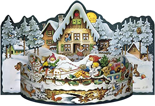 Adventskalender Schlittenfahrt: 2-teilig zum Aufstellen