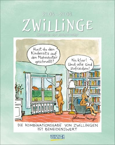 Zwillinge 2027: Sternzeichenkalender-Cartoonkalender als Wandkalender im Format 19 x 24 cm.