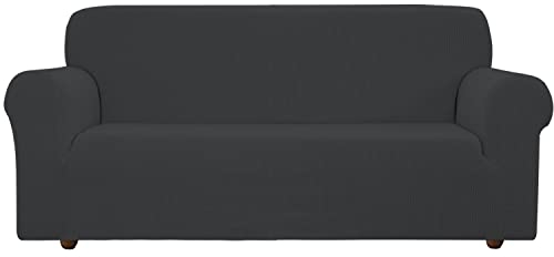 EBETA E Elastisch Sofa Überwürfe Sofabezug, Stretch Sofahusse Sofa Abdeckung Hussen für Sofa, Couch, Sessel 3 Sitzer (Dunkelgrau, 185-235 cm)
