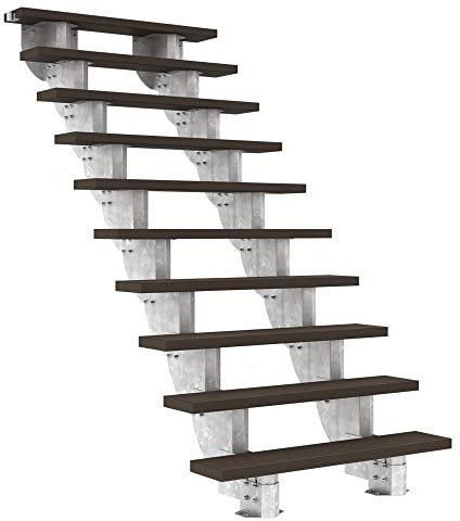 Außentreppe DOLLE Gardenstep mit 10 Stufen (Geschosshöhe: 185-225 cm) │120 cm Stufenbreite │ Stufenauflage Trimax® Dunkelbraun │ ohne Steiggeländer