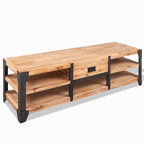 BIGTO TV Cabinets Solid Acacia Wood TV Stand TV Table TV Units for Living Room 140x40x45 cm