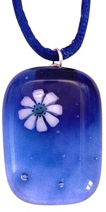 Handgefertigter Glasanhänger, Millefiori Murrine Smiley Blume Anhänger Dichroitische Glas Floral Halskette Smiley Halskette Blumenschmuck, 3cm x 2cm, Glas, Kein Edelstein