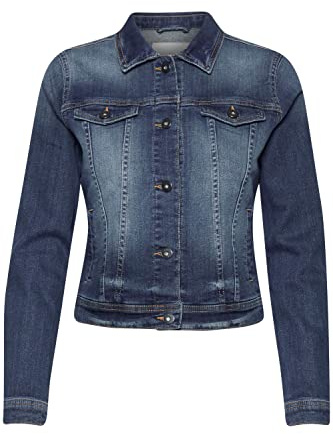 ICHI IHSTAMPE JA Damen Jeansjacke Denim Übergangsjacke mit Stretch und Knöpfen