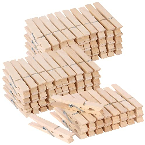 Lot de 100 grandes pinces à linge en bois robustes pour suspendre les vêtements - 7,6 cm