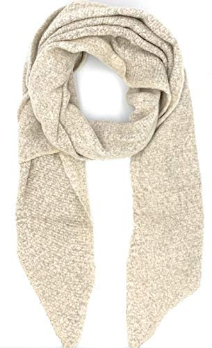 FASHION YOU WANT Damen weicher unifarbener Web Schal in asymmetrischer Form, Winter, Stola Pcpyron Long Scarf Noos (beige)
