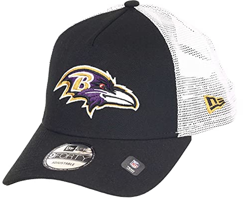 New Era Baltimore Ravens NFL White Mesh Trucker 9Forty A-Frame Trucker Cap - One-Size