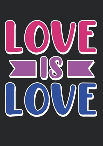 Notizbuch A4 dotted, gepunktet, punktiert mit Softcover Design: Love is Love bisexuell Spruch bisexual Flagge Bi Bisexuell: 120 dotted (Punktgitter) DIN A4 Seiten