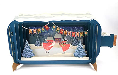 Alljoy Design Message in A Bottle Santa Skating Pop Up Christmas Greeting Card by Alljoy Cards XMIB017 XMIB017