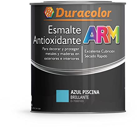 Esmalte Antioxidante ARM - Color Azul Piscinas - 750 ml - Superficie Exterior e Interior - Acabado Brillante y de Rápido Secado - Excelente Dureza y Resistencia - Duracolor