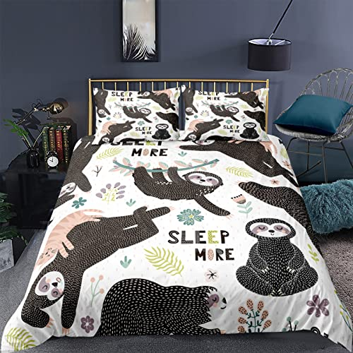 RFFLUX 3D faultier süß Tier Bettwäsche Set 135x200 cm 2teilig mit Reißverschluss Weiche und Angenehme Schlafkomfort Microfaser Bettbezug Kinderbettwäsche mit Kissenbezug 80x80 cm