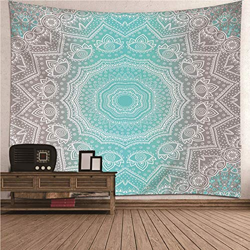 EHOMERY Wandteppich XXXL Wandtuch XXL Grau Grün Mandala-Muster 3D Optik Wanddekoration Kinderzimmer Wandbehang Wandschmuck Groß Schlafzimmer Wohnzimmer 300X260Cm