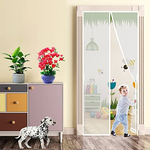 Moschiera per Porta Esterna, 165x230cm Tenda Anti-zanzare Totalmente Magnetica, Anti Insetti Traspirante Tenda da Porta, per Finestre Familiari Camper Scuole, Bianca, 663 Taglie