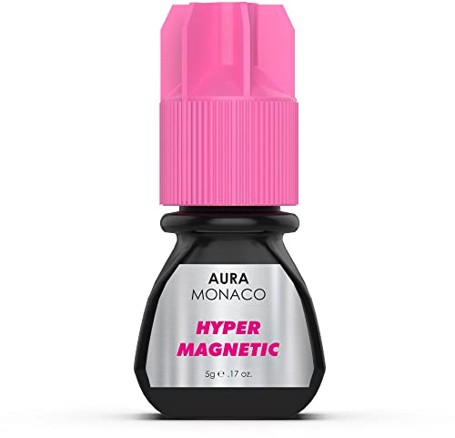 AURA Monaco | Hyper Magnetic Wimpernkleber Professional – ultraschnell für 1:1, Volumen & Mega-Volumen, 0,3–0,5 Sek Trocknung, geringe Dämpfe, tiefschwarz, 5 ml, bis 10 Wochen Halt