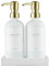 MaisoNovo Dispensador de jabón de Vidrio con Bomba | Dispensador de jabón Vintage para baño y Cocina con jabón para Platos, jabón de Manos, loción Etiquetas Impermeables | Botellas Blancas Bombas