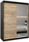 MEBLE KRYSPOL York 2 150 Schlafzimmerschrank mit zwei Schiebetüren, Spiegel, Kleiderstange und Regalen – 150x200x62cm - Mattschwarz + Sonoma