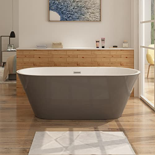 LUGANO Baignoire îlot en acrylique gris 150 x 75 cm