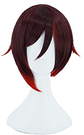 Ruby Rose Wig Short Red Straight Hair Heat Resistant Synthetic Cosplay Hair Anime Cosplay Wig Ruby Rose