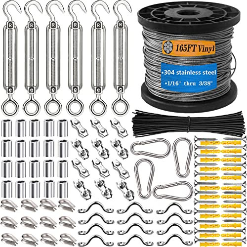BRISBONN 50M x 2mm 304 Stainless Steel Wire Rope Kit with M5 Turnbuckle Tensioner | Heavy-Duty Garden Cable for Climbing Plants, Catenary Wire, String Lights Hanging & Outdoor DIY Projects