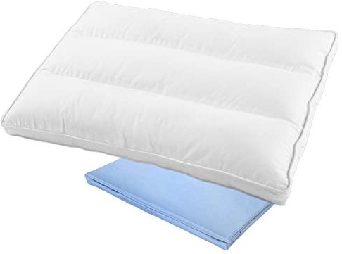 Baby Kleinkind Erstes Kopfkissen – 48 x 33 cm Bio Baumwolle Kopfkissen Kleinkind mit Kissenbezug für Schlafende Jungen und Mädchen – Ergonomisches Schlaf-Nackenkissen – dreidimensionales Kopfkissen