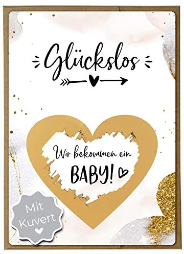 Joli Coon Rubbelkarte Wir bekommen ein Baby mit Kuvert - Schwangerschaft verkünden Baby mit Rubbelkarten