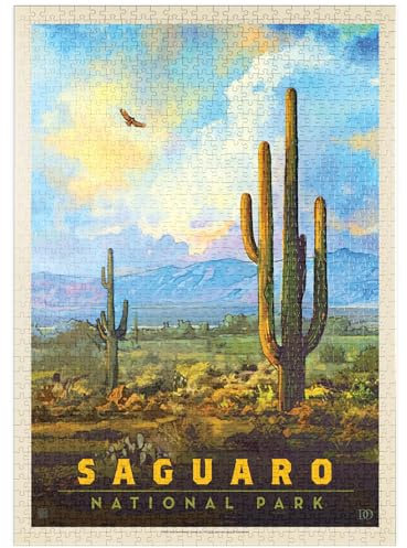 MyPuzzle Saguaro National Park: Desert Daybreak, Vintage Poster - Premium 1000 Teile Puzzle - MyPuzzle Sonderkollektion von Anderson Design Group
