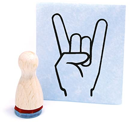 Ministempel Rock on - kleiner Holzstempel mini Motivstempel Kegel Figur Ø12 mm