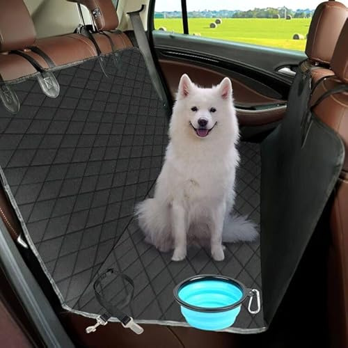 URAQT Kofferraumschutz Hund,142 x 130cm Wasserdichter Auto Hundedecke Rücksitz Hundematte Auto Autodecke Rücksitzschoner Autoschondecke Hund Rückbankschoner mit Hundesitzgurt und Haustiernapf