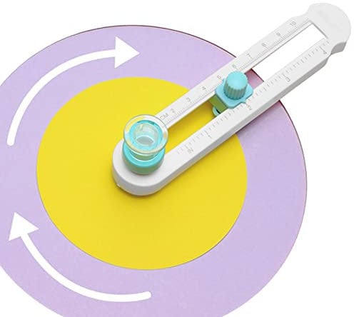 HEYCE Recortadora de Papel Circular,Herramienta de Corte para Manualidades Redondas y Suministros de Papel | Escala Transparente fácil de Leer y Cortador de círculo Giratorio para Papel de álbum