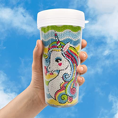 5D Diamond Painting Water Bottle DIY 16oz BPA Free Water Bottle and Diamond Art Leak Proof Coffee Tumbler Cup With Lid for Travel Women Friends Colleague Kids (N)