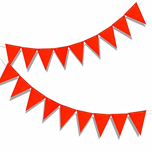 Banderín de cadena rojo banderín triángulo 6 metros para decoración de fiestas, 30 banderas