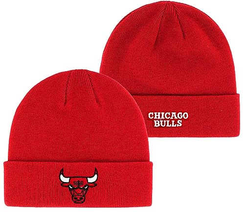 Outerstuff NBA Kinder Jugend 8-20 Primary Logo Wordmark Sport Knit Cold Weather Cuffed Beanie Hat, Chicago Bulls, Einheitsgröße