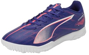 PUMA Unisex Ultra 5 Play TT Soccer Shoe, Lapis Lazuli White-Sunset Glow, 37.5 EU