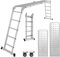 Cecaylie Escalera Multiusos de 5,8 m, 4 x 5 m, 7 en 1, Escalera multifunción de Aluminio, 2 Placas de andamio y 2 Ruedas, 16 peldaños, hasta 150 kg