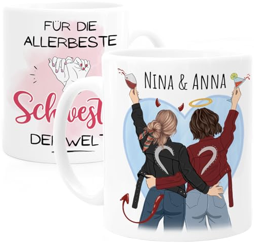 Tassenliebling® Schwester Tasse personalisiert für kleine oder große Schwester Geschenk - Tasse Schwester - Schwesterherz - Sister - Beste Schwester Geschenke oder Freundinnen