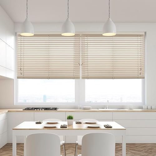 STOR PLANET | Persianas Venecianas de PVC, Cortinas con Lamas, Venecianas Efecto Madera de Interior para Ventanas y Puertas, Cortinas de Cocina, Baño, Domitorio… | Madera Piedra, 150x175